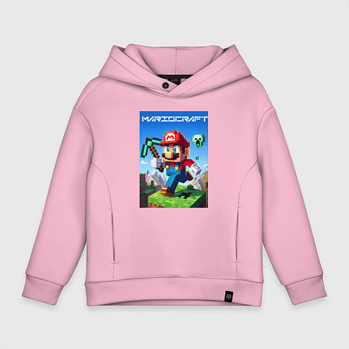 Детское худи оверсайз Minecraft and Mario - ai art collaboration / Светло-розовый – фото 1