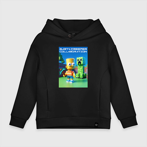 Детское худи оверсайз Bart and Creeper - collaboration ai art / Черный – фото 1