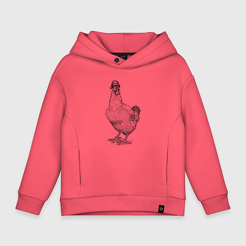 Детское худи оверсайз Новогодняя курочка / Коралловый – фото 1
