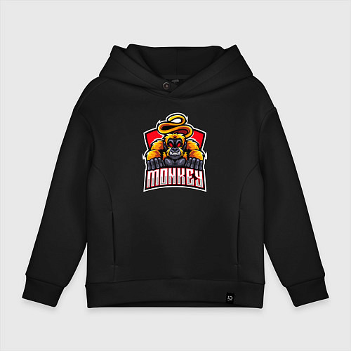 Детское худи оверсайз Monkey team / Черный – фото 1