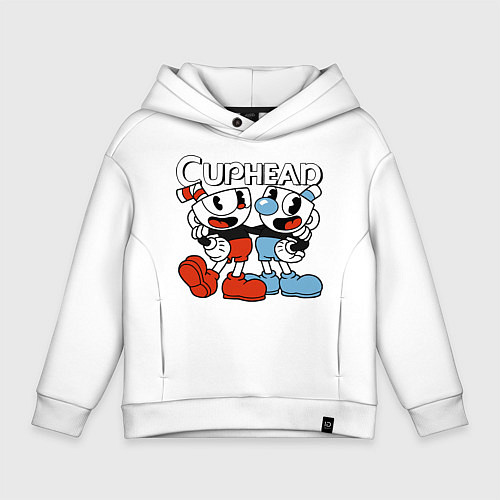 Детское худи оверсайз Cuphead and Mugman / Белый – фото 1
