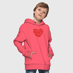 Толстовка оверсайз детская Hearts of love, цвет: коралловый — фото 2