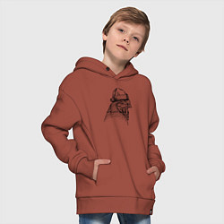 Толстовка оверсайз детская Петушок в новогоднем колпаке, цвет: кирпичный — фото 2