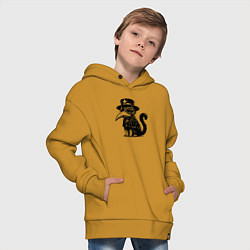 Толстовка оверсайз детская Кот в маске чумного доктора, цвет: горчичный — фото 2