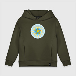 Толстовка оверсайз детская Окружности со звездой, цвет: хаки