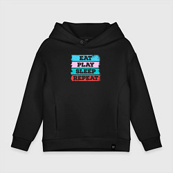 Толстовка оверсайз детская Eat play sleep repeat, цвет: черный