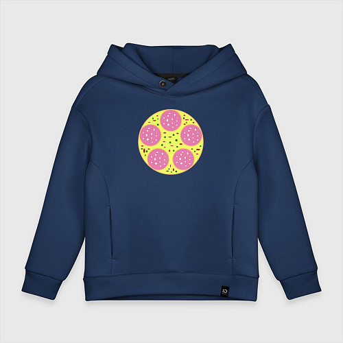 Детское худи оверсайз Геометрическая пицца / Тёмно-синий – фото 1