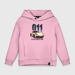 Толстовка оверсайз детская Немецкий спортивный автомобиль Порше 911, цвет: светло-розовый