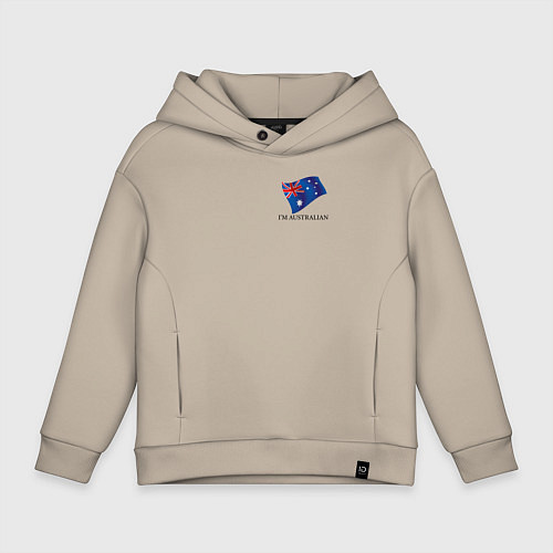 Детское худи оверсайз Im Australian - motto / Миндальный – фото 1