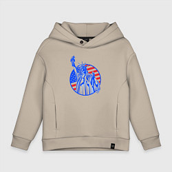 Толстовка оверсайз детская USA statue of liberty, цвет: миндальный
