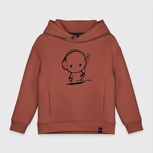 Детское худи оверсайз Человечек в наушниках / Кирпичный – фото 1