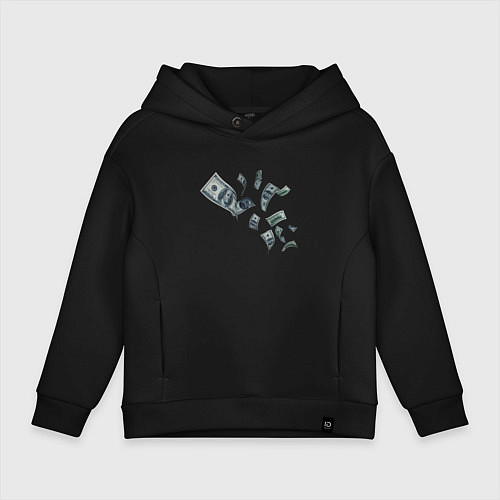 Детское худи оверсайз Я люблю деньги / Черный – фото 1