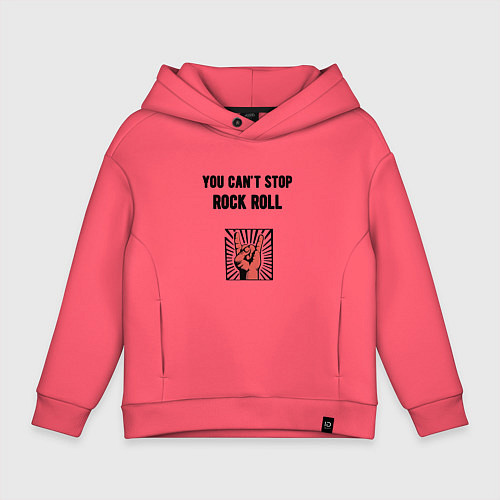 Детское худи оверсайз You cant stop rock roll / Коралловый – фото 1