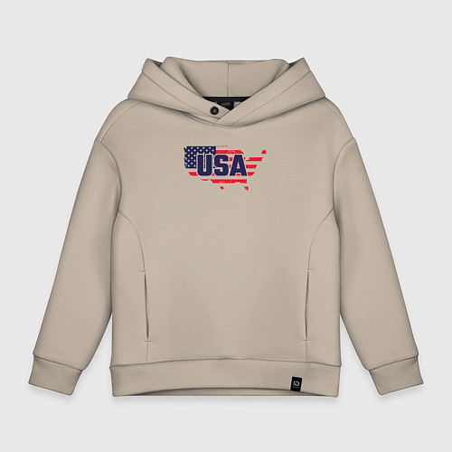 Детское худи оверсайз Map USA / Миндальный – фото 1