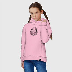 Толстовка оверсайз детская Кот Дед Мороз, цвет: светло-розовый — фото 2