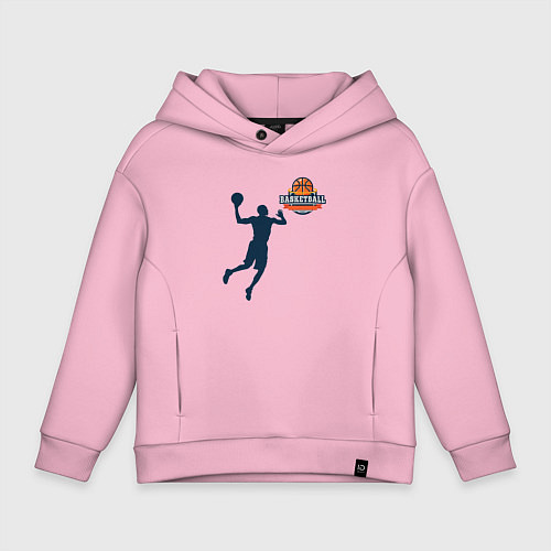 Детское худи оверсайз Игрок в баскетбол basketball / Светло-розовый – фото 1