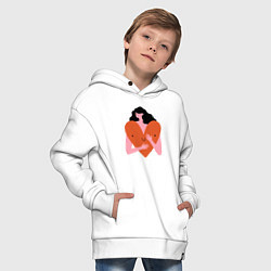 Толстовка оверсайз детская Heart girl, цвет: белый — фото 2