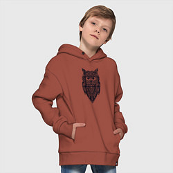 Толстовка оверсайз детская Узорчатая сова, цвет: кирпичный — фото 2