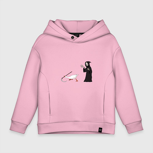 Детское худи оверсайз Гусь сбежал от смерти / Светло-розовый – фото 1