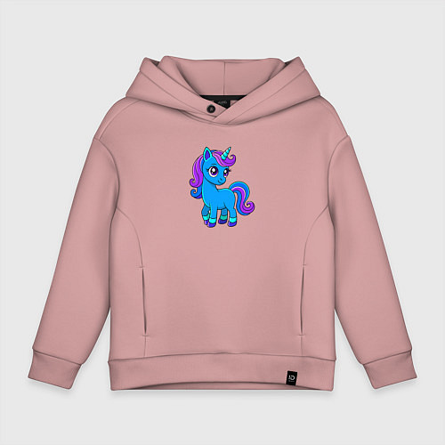 Детское худи оверсайз Единорог детская картинка / Пыльно-розовый – фото 1