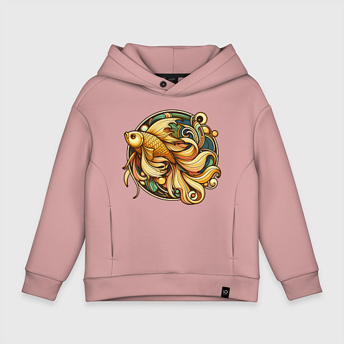 Детское худи оверсайз Золотая рыбка исполняет желания / Пыльно-розовый – фото 1
