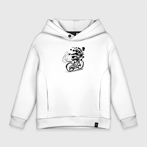 Детское худи оверсайз Велосипедная клякса / Белый – фото 1