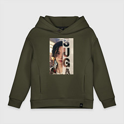 Толстовка оверсайз детская Agust D, цвет: хаки