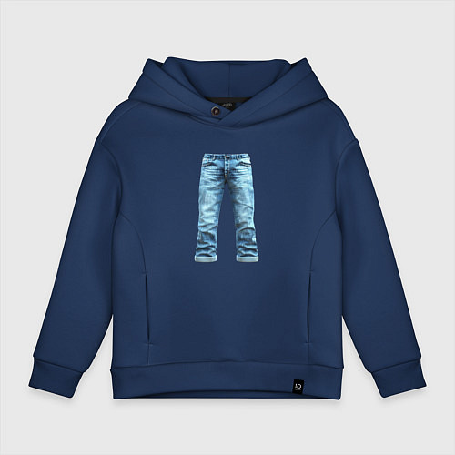 Детское худи оверсайз Джинсы штаны jeans / Тёмно-синий – фото 1
