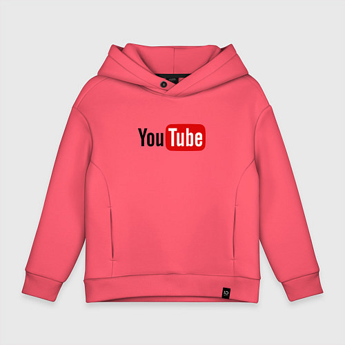Детское худи оверсайз You tube logo / Коралловый – фото 1