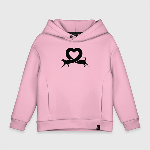 Детское худи оверсайз Love cat / Светло-розовый – фото 1