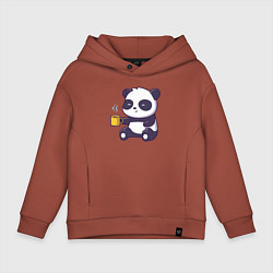 Детское худи оверсайз Панда с кофе