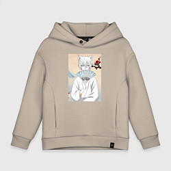 Толстовка оверсайз детская Очень приятно Бог Томоэ, цвет: миндальный