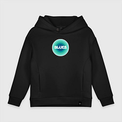 Толстовка оверсайз детская Блюз ретро в синем, цвет: черный