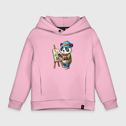 Толстовка оверсайз детская Панда-художник, цвет: светло-розовый