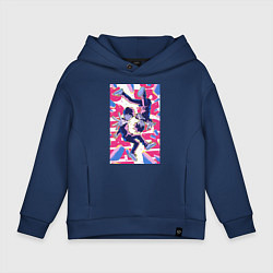 Толстовка оверсайз детская Моб Психо 100 Экубо экстрасенс, цвет: тёмно-синий
