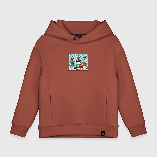 Детское худи оверсайз Супер Марио цветы / Кирпичный – фото 1