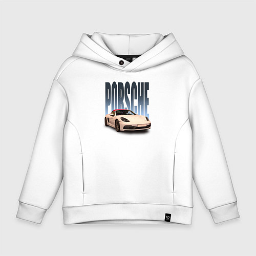 Детское худи оверсайз Porsche 911 Turbo винтажный немецкий автомобиль / Белый – фото 1