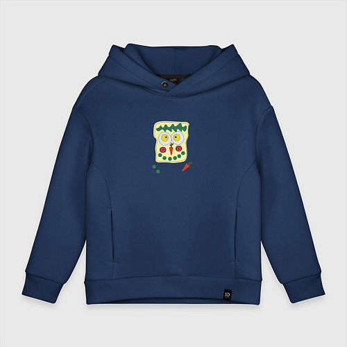 Детское худи оверсайз Бутерброд веселый / Тёмно-синий – фото 1