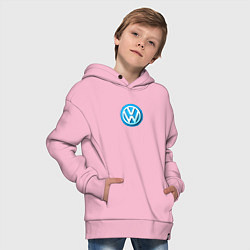 Толстовка оверсайз детская Volkswagen logo blue, цвет: светло-розовый — фото 2