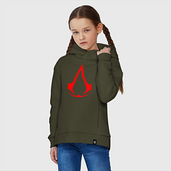 Толстовка оверсайз детская Red logo of assassins, цвет: хаки — фото 2