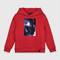 Толстовка оверсайз детская Магическая битва Сатору Годзё Сугуру Гэто, цвет: красный