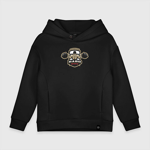 Детское худи оверсайз Hard work / Черный – фото 1