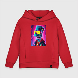 Детское худи оверсайз Cyber Bart Simpson - neon glow ai art