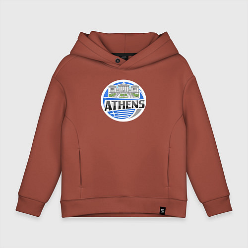 Детское худи оверсайз Греция Афины / Кирпичный – фото 1