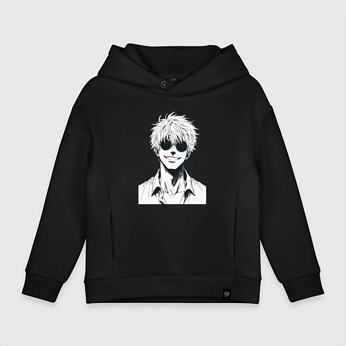 Детское худи оверсайз Магическая битва Сатору Годзё в очках / Черный – фото 1