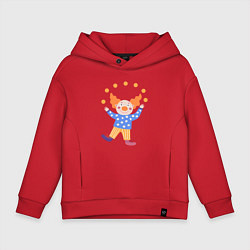Толстовка оверсайз детская Рыжий клоун - жонглер, цвет: красный