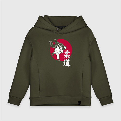Детское худи оверсайз Боевое искусство дзюдо / Хаки – фото 1
