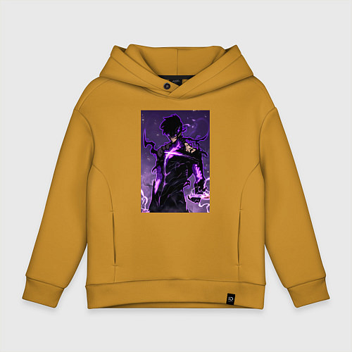 Детское худи оверсайз Поднятие уровня в одиночку Джину Сон теневая броня / Горчичный – фото 1