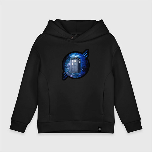 Детское худи оверсайз Tardis in space / Черный – фото 1