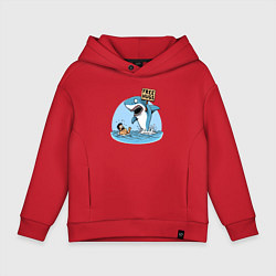 Толстовка оверсайз детская Free hugs - shark, цвет: красный